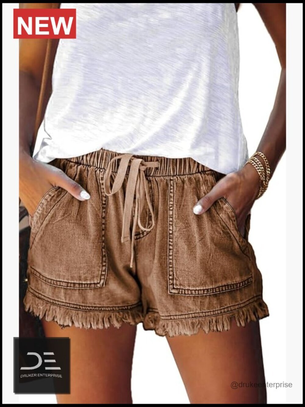 Cotton Linen Lightweight Baggy Shorts Elastic Waist Drawstring Hot Pants
